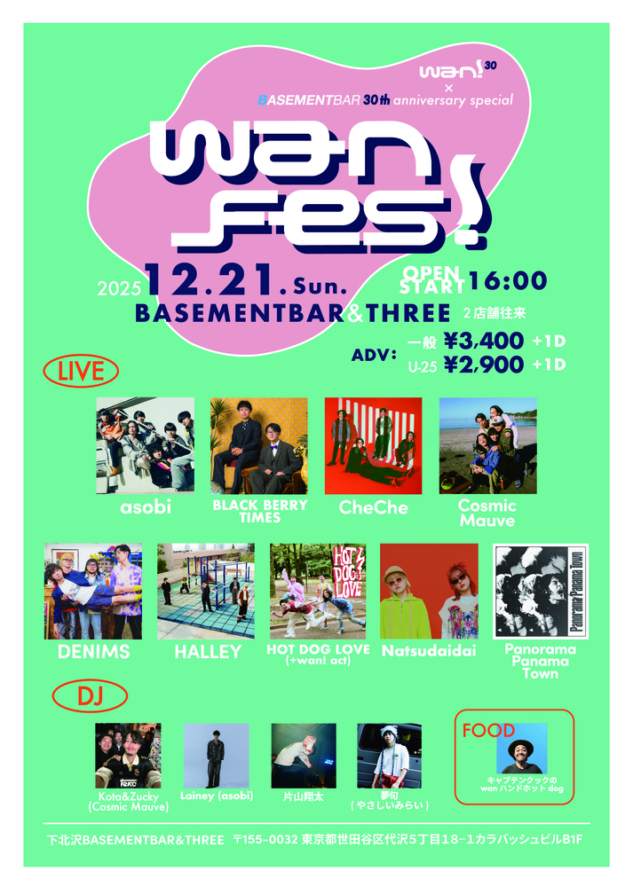 wan!fes ~wan!30×BASEMENTBAR 30th anniversary special~ フライヤー